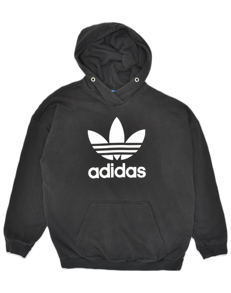 ADIDAS Womens Graphic Hoodie Jumper UK 18 Large  Black Cotton | Vintage Adidas | Thrift | Second-Hand Adidas | Used Clothing | Messina Hembry 