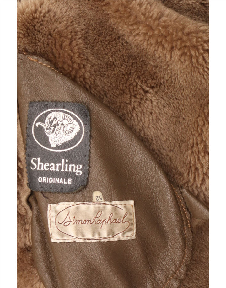 Vintage Mens Shearling Jacket IT 52 XL Beige Shearling