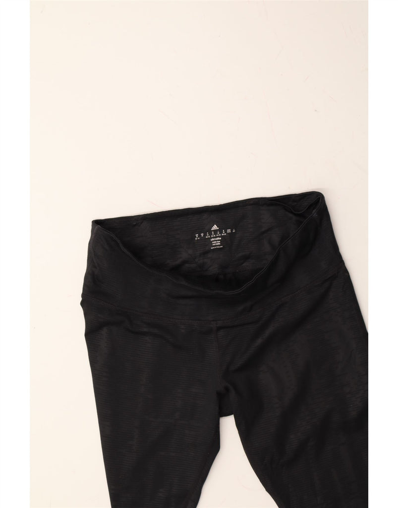ADIDAS Womens Climalite Capri Leggings UK 12/14 Medium  Black Striped Vintage Adidas and Second-Hand Adidas from Messina Hembry 