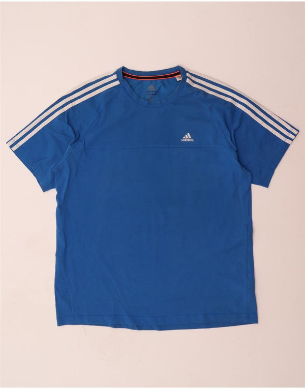 ADIDAS Mens Climalite T-Shirt Top Large Blue Cotton