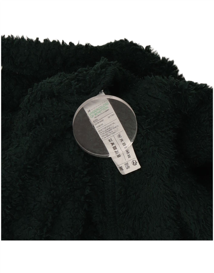 Benetton Womens Oversized Fleece Jumper UK 10 Small Green Polyester