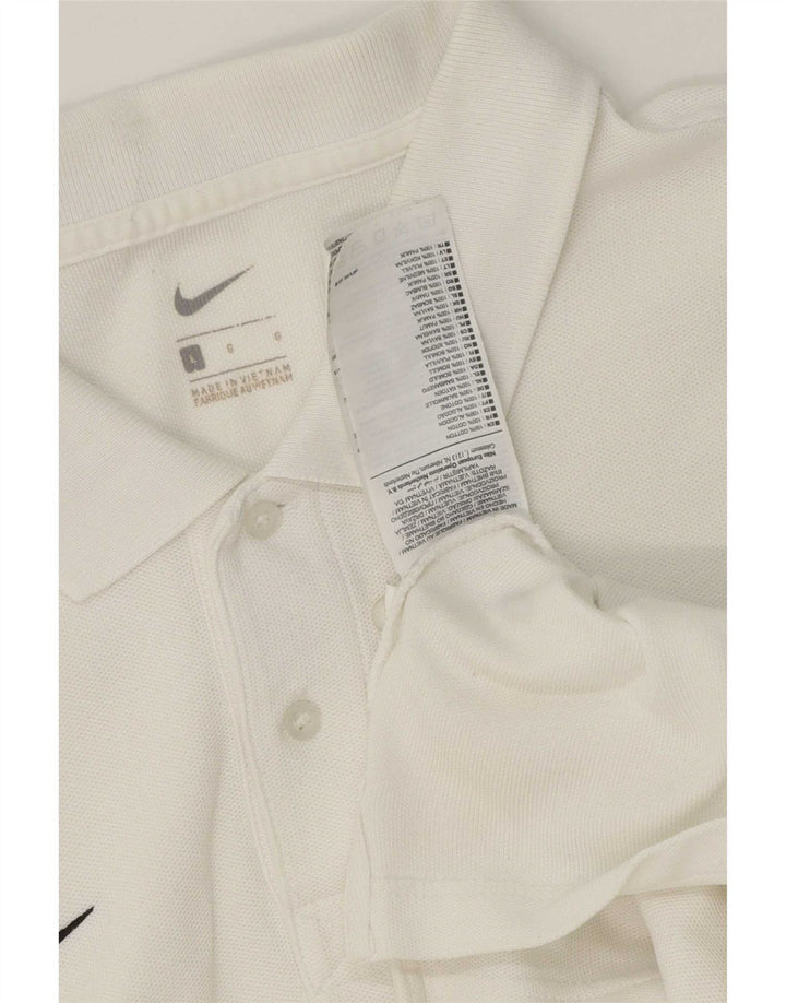 Nike Mens Polo Shirt Large White Cotton