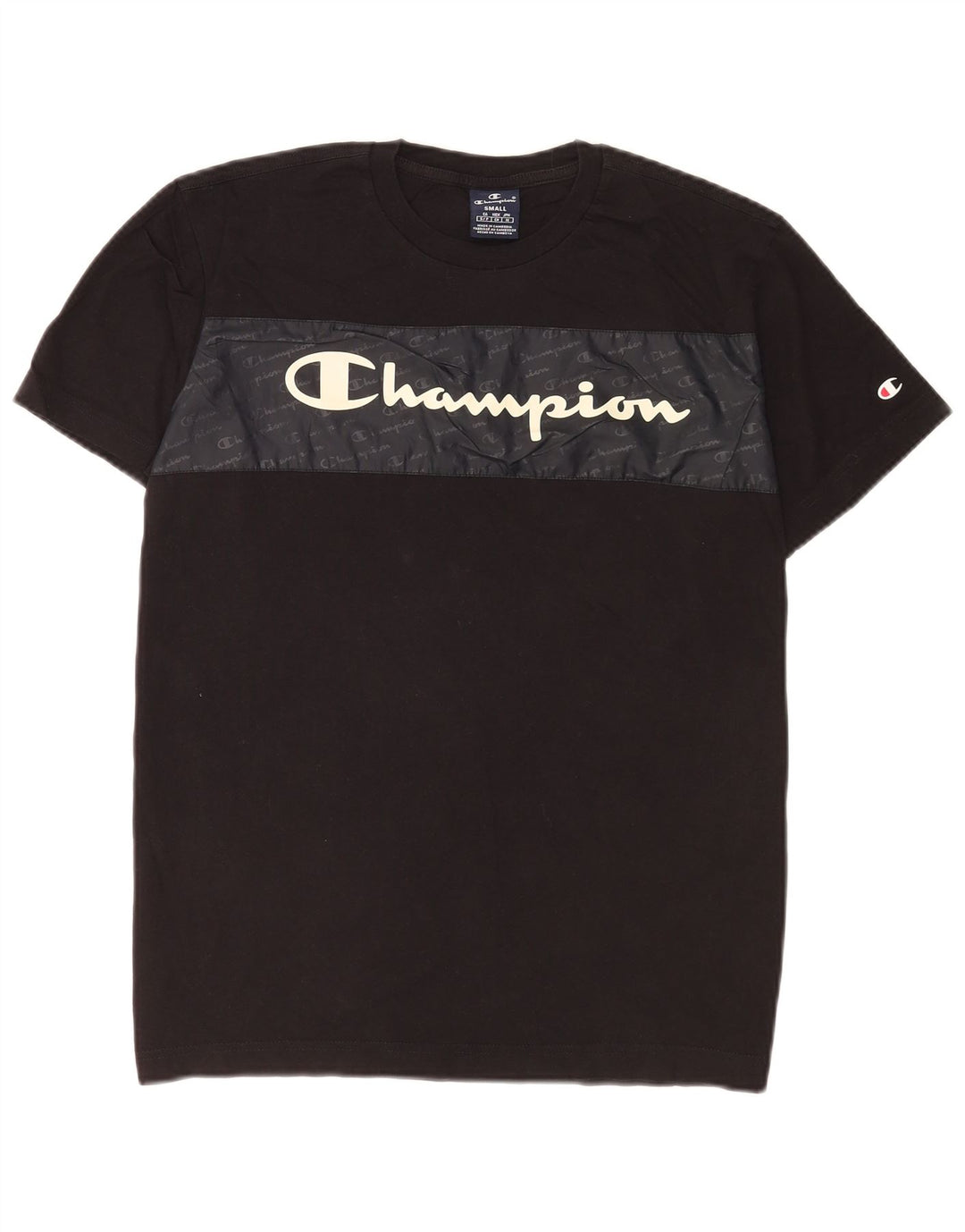 Champion Mens Graphic T-Shirt Top Small Black Colourblock