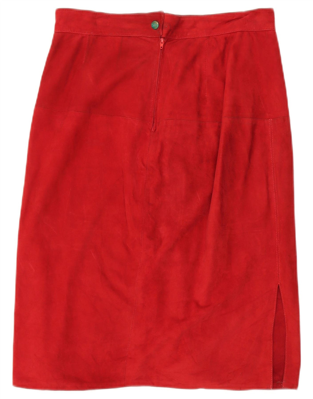 VINTAGE Womens Suede 2 Piece Skirt Set UK 14 Medium W30 Red Leather