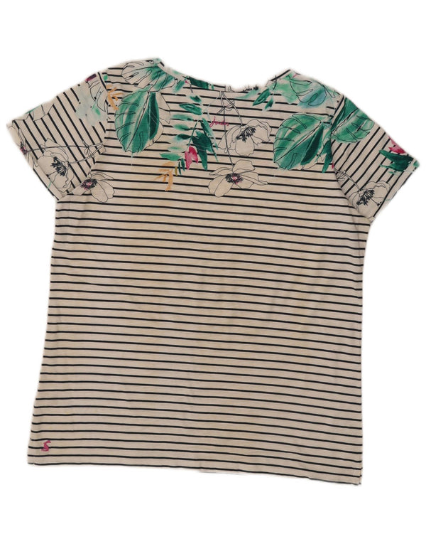 Joules Womens Graphic T-Shirt Top UK 14 Large White Striped