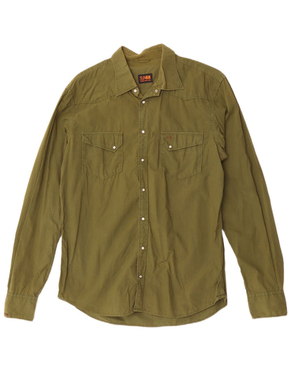 Sun68 Mens Shirt Large Green Cotton
