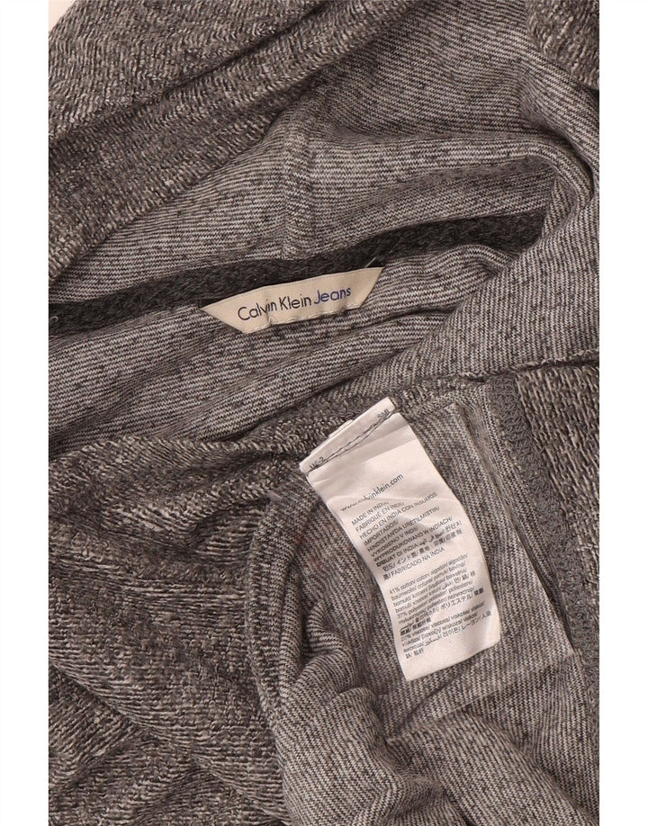 CALVIN KLEIN JEANS Womens Hoodie Jumper UK 14 Medium Grey Flecked Cotton