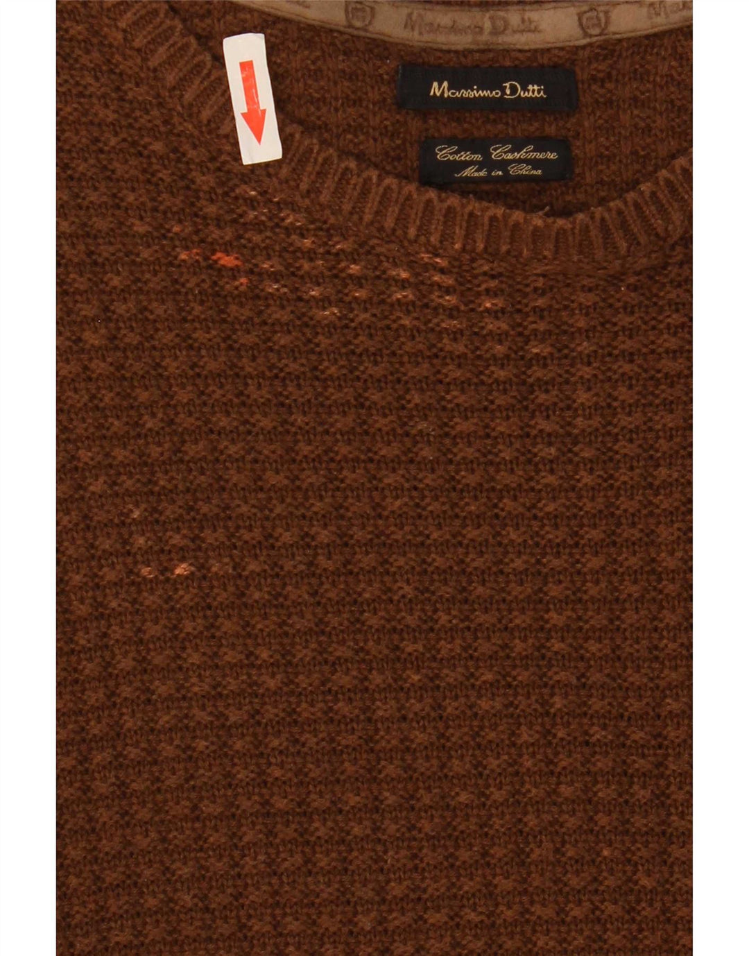Massimo Dutti Mens Crew Neck Jumper Sweater XL Brown Cotton