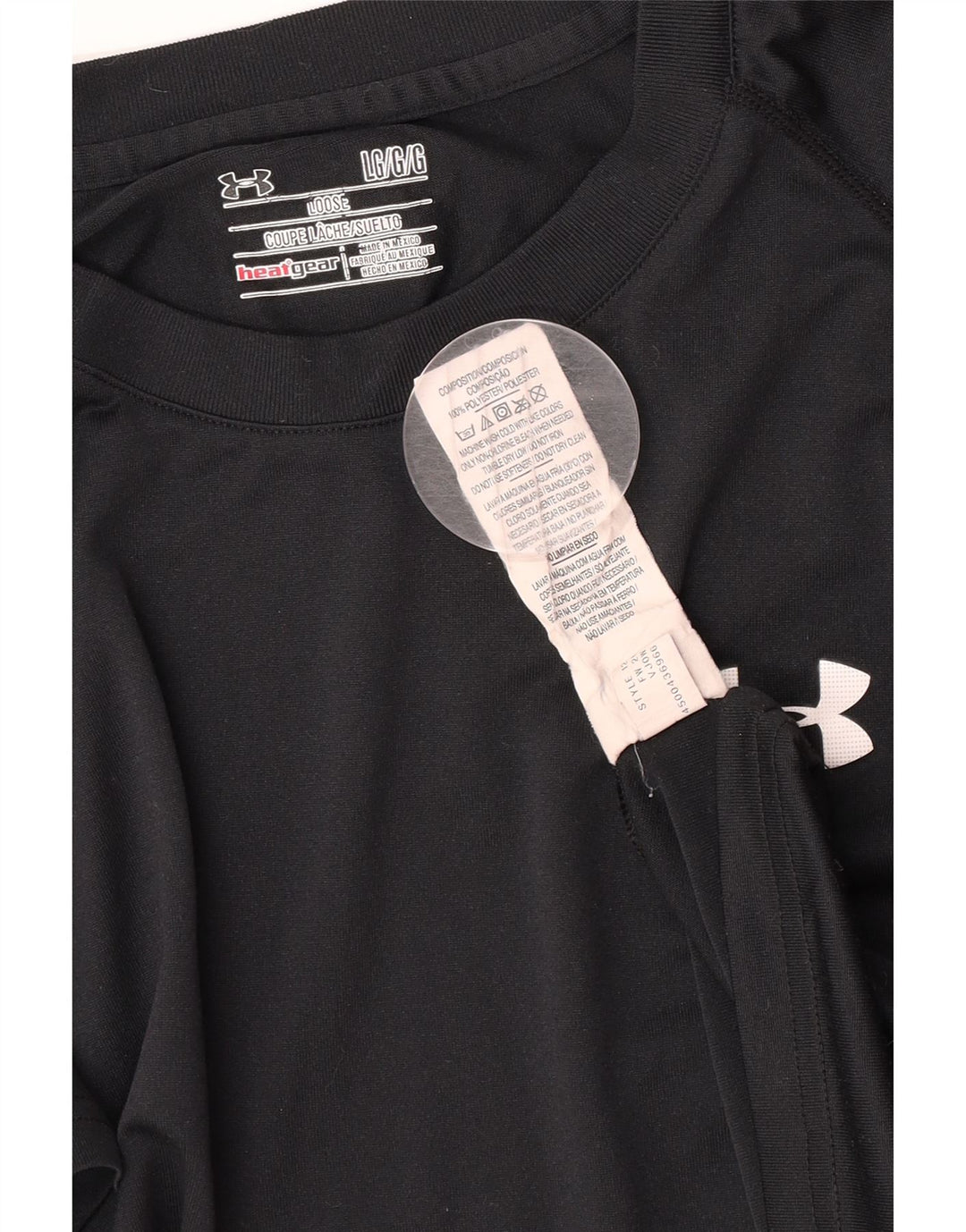 Under Armour Mens Heat Gear T-Shirt Top Large Black Polyester