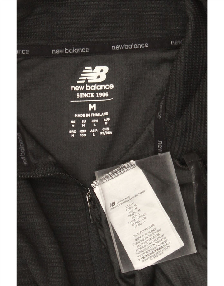New Balance Mens Zip Neck Pullover Tracksuit Top Medium Black Polyester
