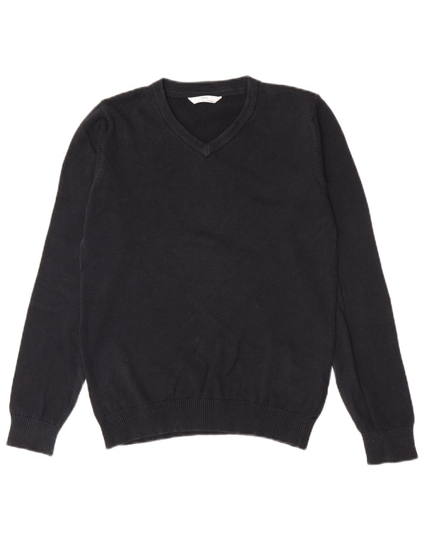 Marks & Spencer Boys V-Neck Jumper Sweater 13-14 Years Black Cotton