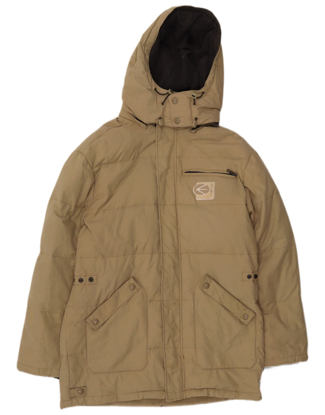 Energie Mens Hooded Padded Jacket UK 40 Large Beige Nylon