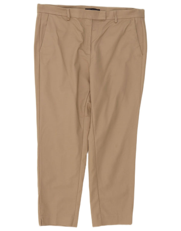 Marks & Spencer Womens Cropped Trousers UK 16 Large W38 L25 Beige Cotton