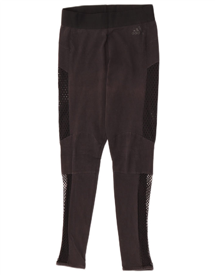 Adidas Womens Leggings UK 8 Small  Black Colourblock Cotton