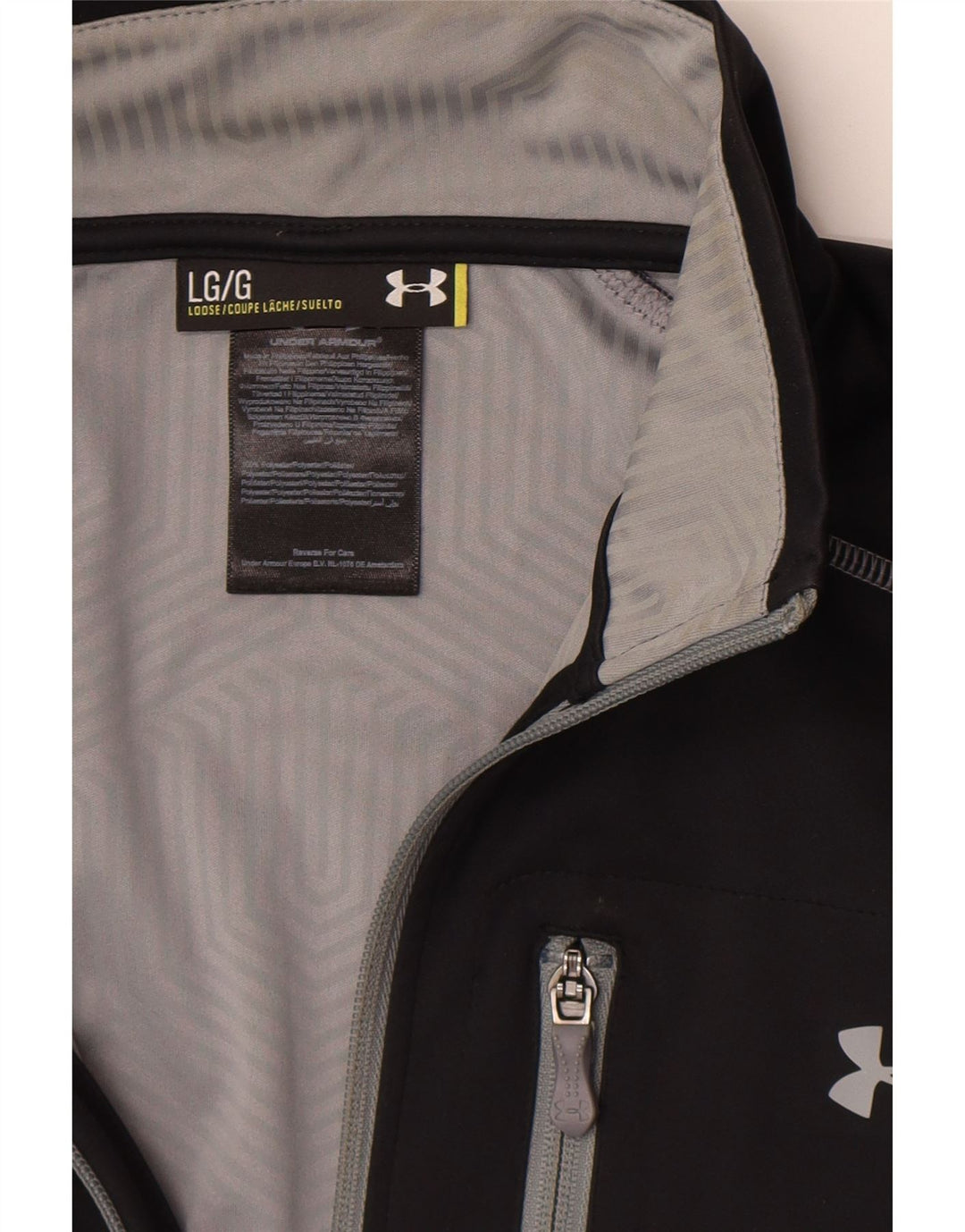 Under Armour Mens Zip Neck Pullover Tracksuit Top Large Black Polyester