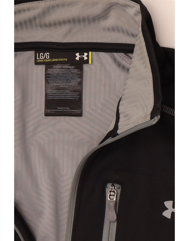 Under Armour Mens Zip Neck Pullover Tracksuit Top Large Black Polyester