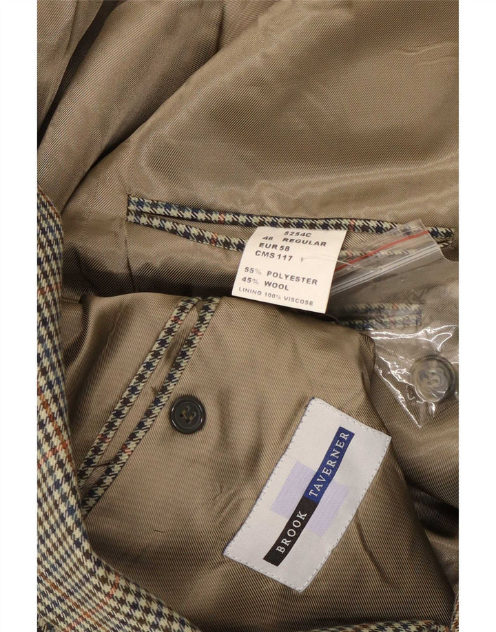 BROOK TAVERNER Mens 2 Button Blazer Jacket UK 46 3XL Grey Houndstooth