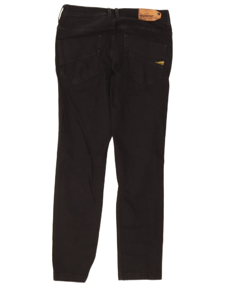 Meltin' Pot Mens Slim Jeans W32 L28 Black Cotton