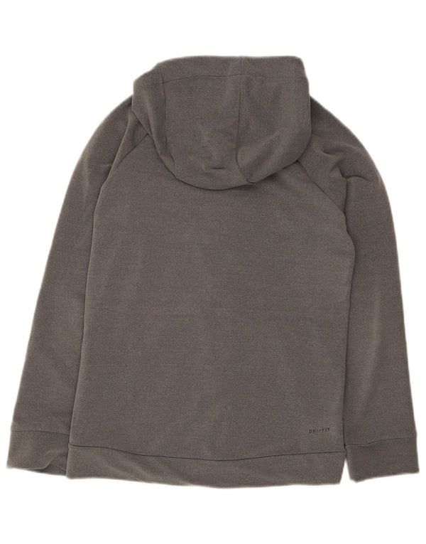 Nike Womens Dri Fit Zip Hoodie Sweater UK 14 Large Grey Polyester