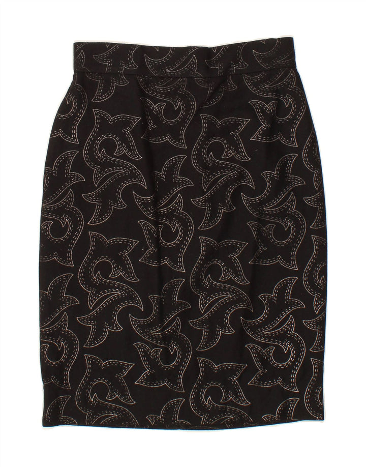 BYBLOS Womens Pencil Skirt IT 42 Medium W28  Black Paisley Vintage Byblos and Second-Hand Byblos from Messina Hembry 