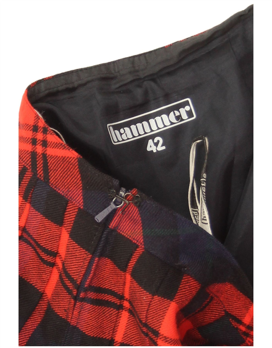 Hammer Womens Knife Pleated Skirt IT 42 Medium W30 Red Plaid New Wool