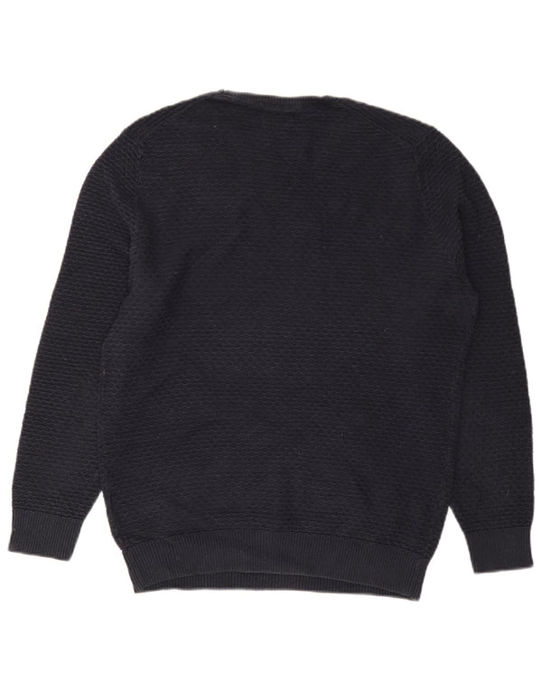 Massimo Dutti Mens Crew Neck Jumper Sweater Small Navy Blue Cotton