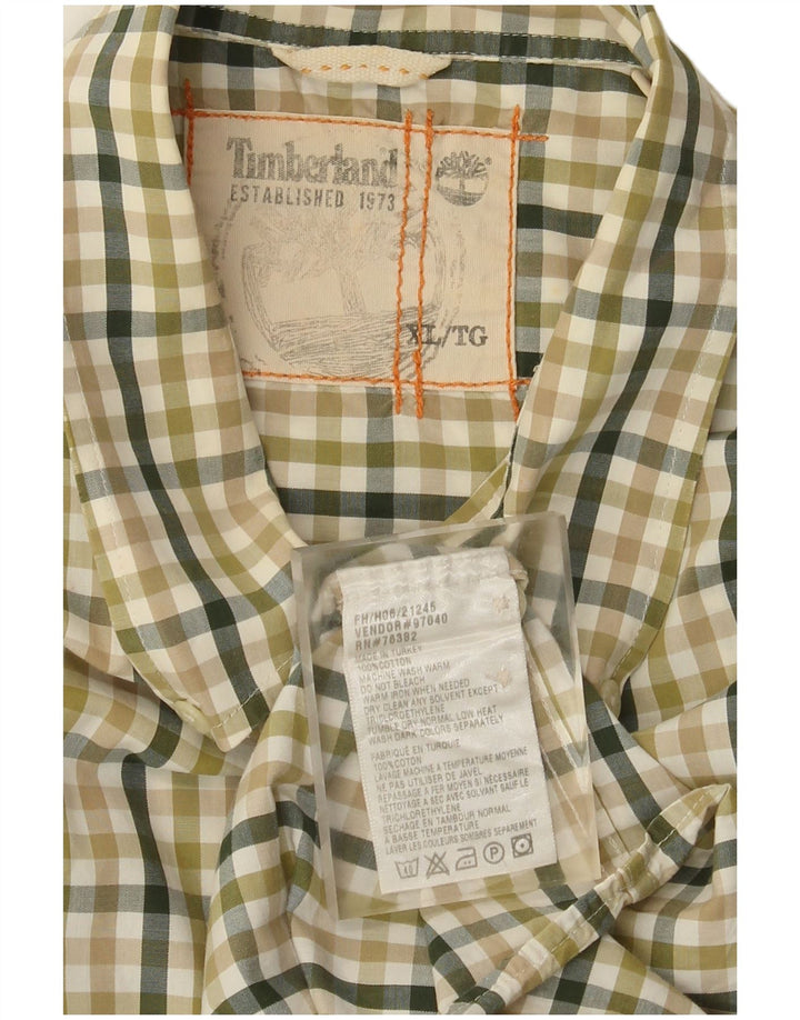 Timberland Mens Shirt XL Green Gingham Cotton