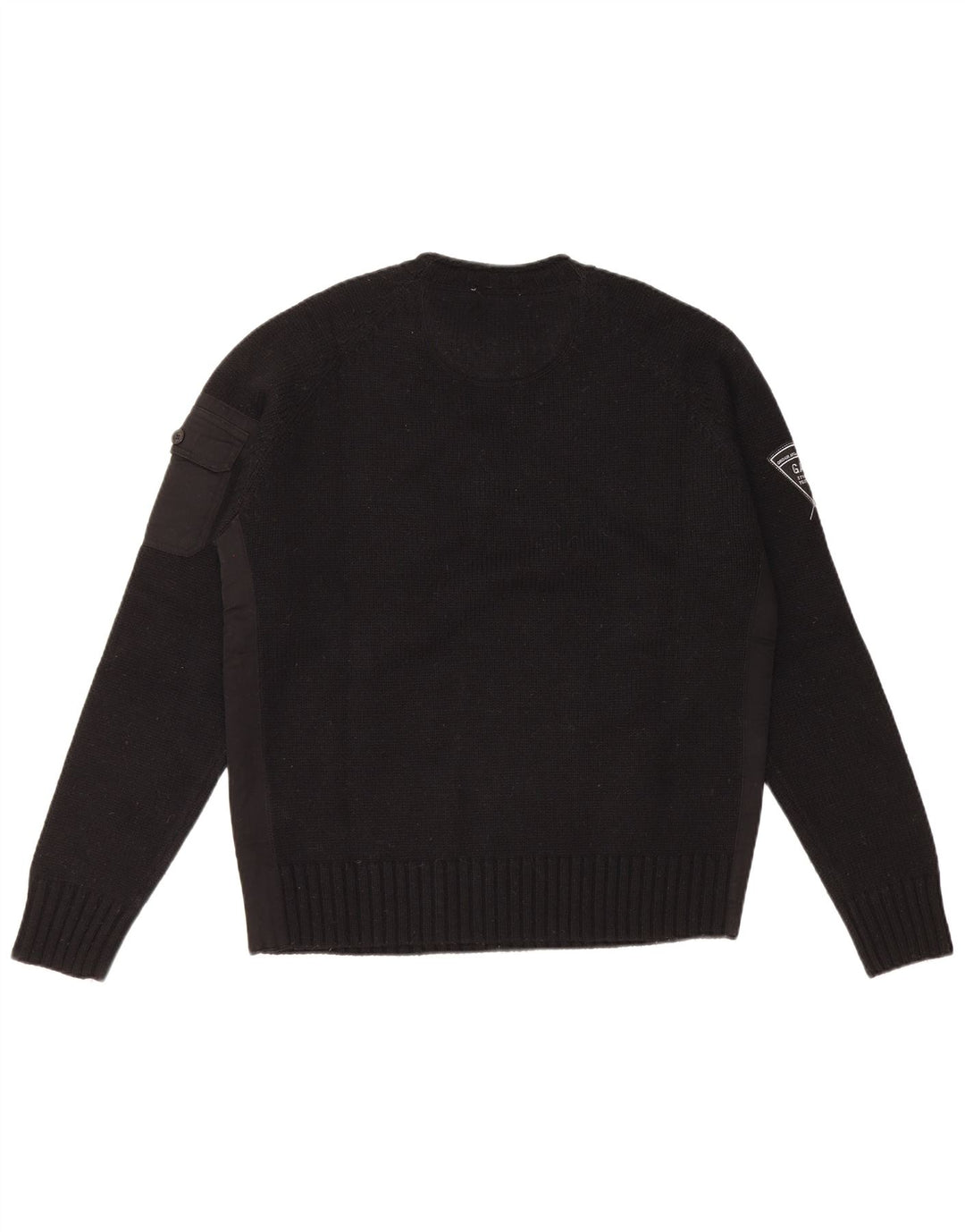 Gas Mens Crew Neck Jumper Sweater Large Black Wool