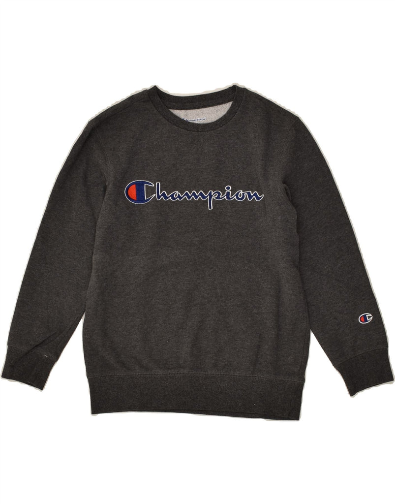 CHAMPION Boys Graphic Sweatshirt Jumper 9-10 Years Small Grey Cotton | Vintage Champion | Thrift | Second-Hand Champion | Used Clothing | Messina Hembry 