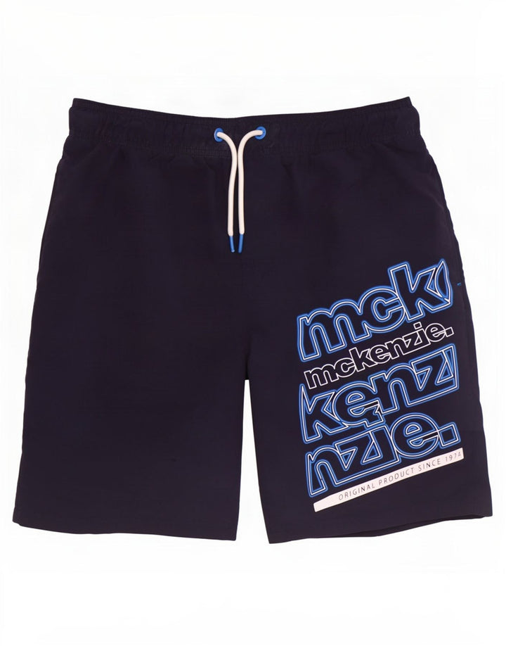 Mckenzie Mens Graphic Swimming Shorts Medium Navy Blue Polyester