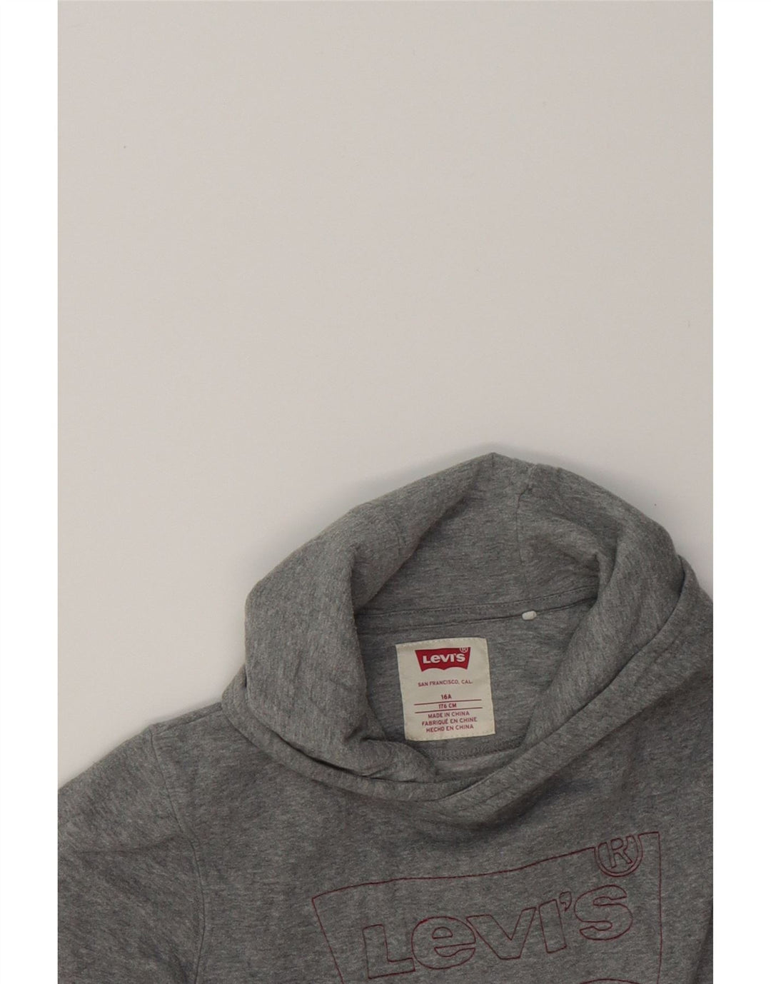 LEVI'S Boys Graphic Hoodie Jumper 15-16 Years Grey Vintage Levi's and Second-Hand Levi's from Messina Hembry 