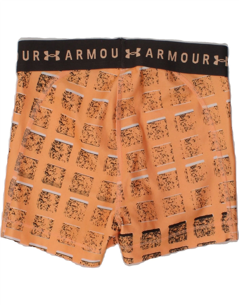 UNDER ARMOUR Womens Graphic Sport Shorts UK 6 XS Orange Geometric | Vintage Under Armour | Thrift | Second-Hand Under Armour | Used Clothing | Messina Hembry 