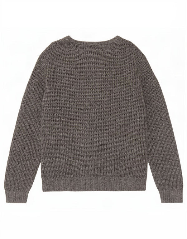 Marks & Spencer Womens Boat Neck Jumper Sweater UK 16 Large Grey Cotton