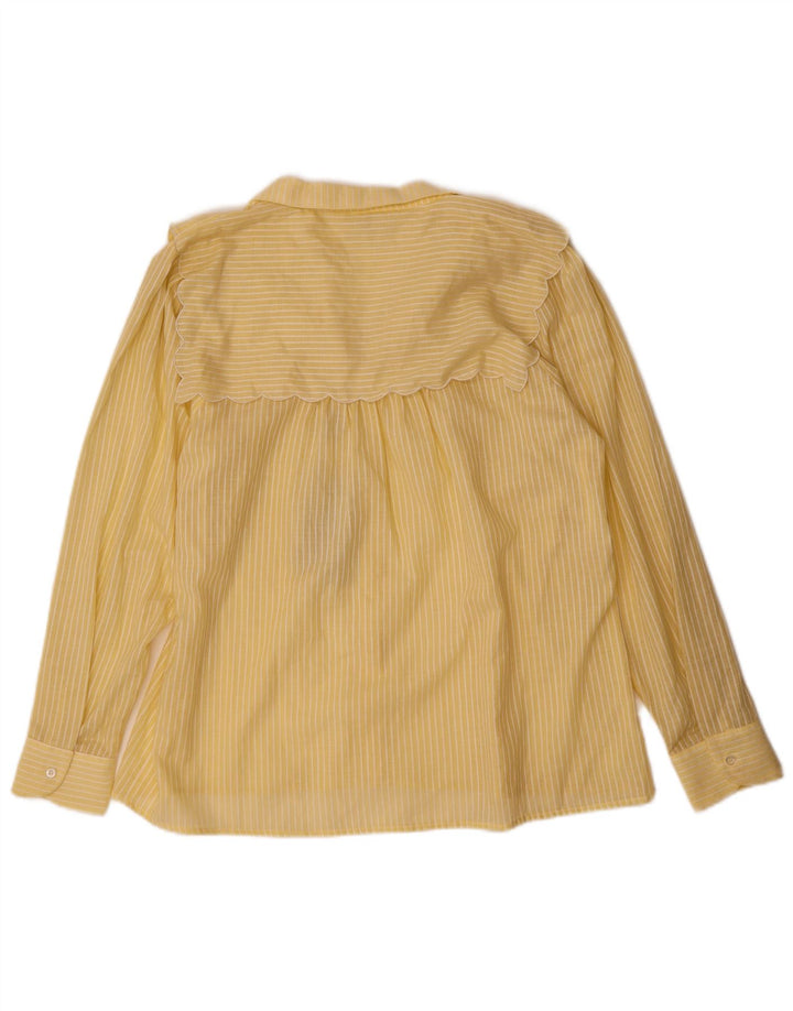 Vintage Womens Shirt Blouse US 10 Large Yellow Striped Polyester