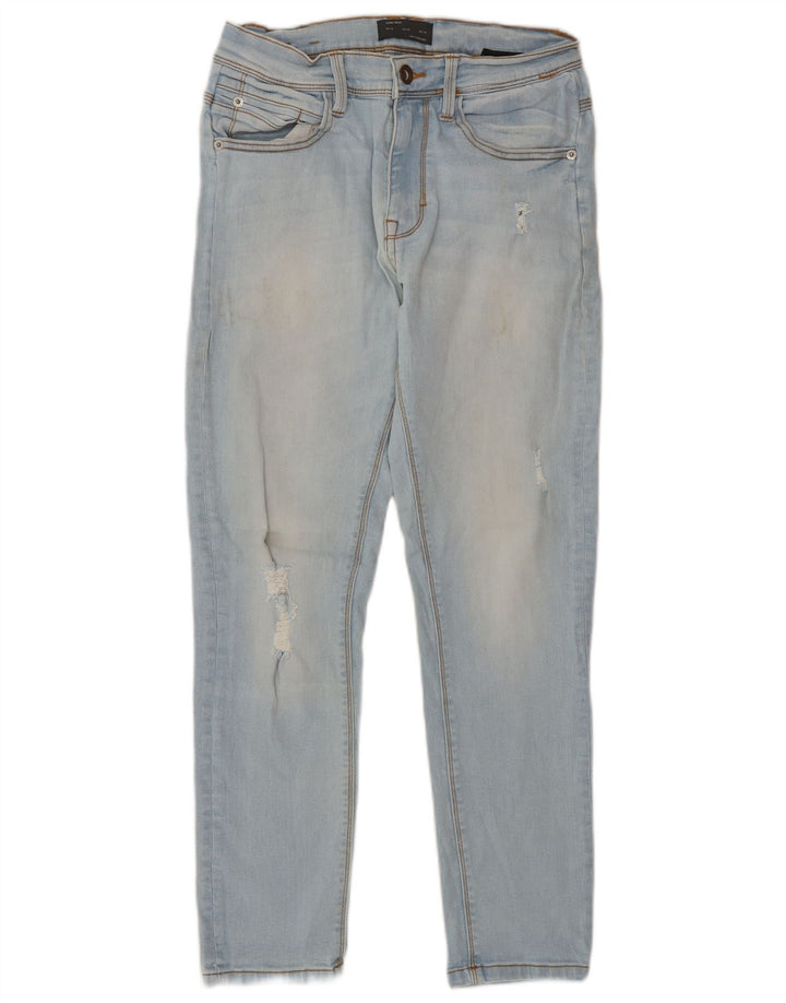 Zara Mens Distressed Slim Jeans EU 38 Small W30 L27 Blue Cotton
