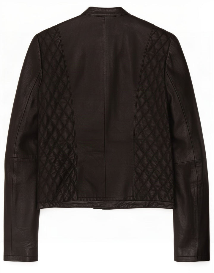Zara Womens Biker Jacket UK 10 Small Black Leather