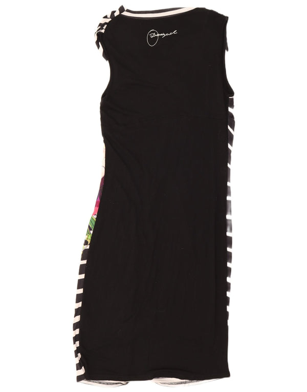 Desigual Womens Sleeveless Bodycon Dress UK 18 XL Black Floral Viscose