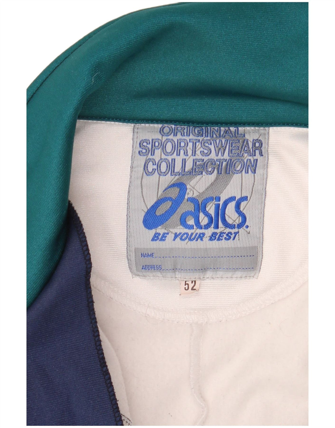 ASICS Mens Graphic Tracksuit Top Jacket IT 52 Large Navy Blue Colourblock