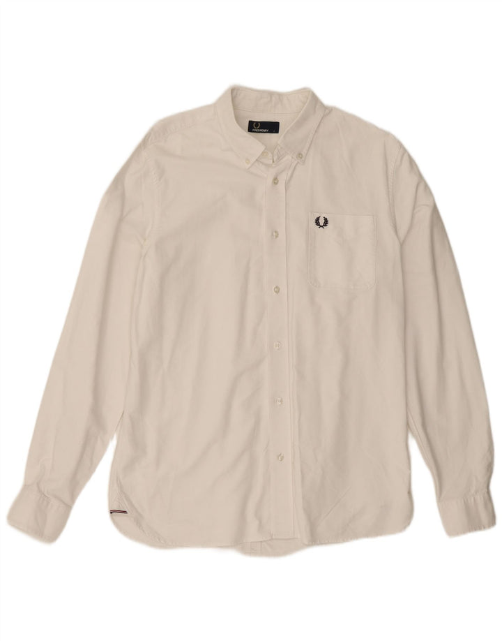 Fred Perry Mens Shirt Large White Cotton