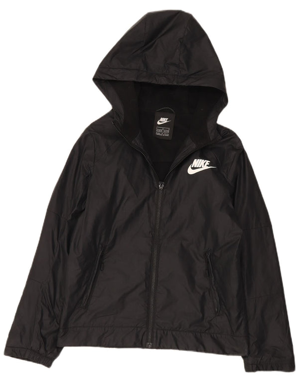 Nike Boys Hooded Windbreaker Jacket 12-13 Years Large  Black Polyester