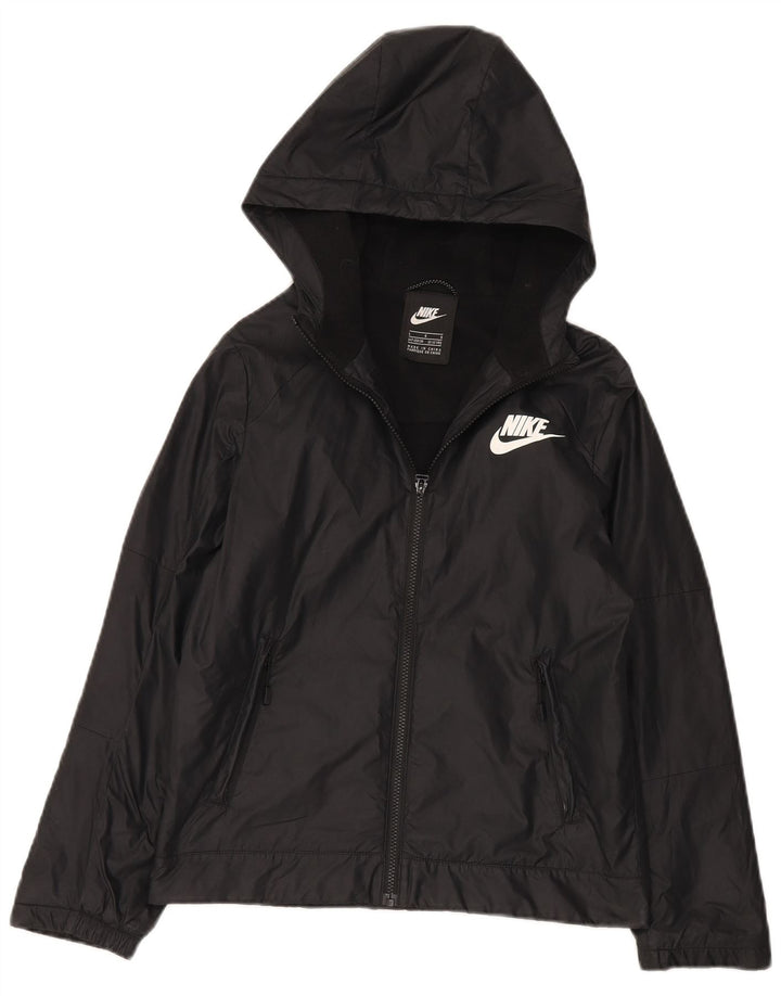 Nike Boys Hooded Windbreaker Jacket 12-13 Years Large  Black Polyester