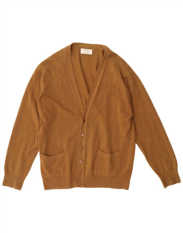 BENETTON Mens Cardigan Sweater IT 48 Medium Brown Lambswool