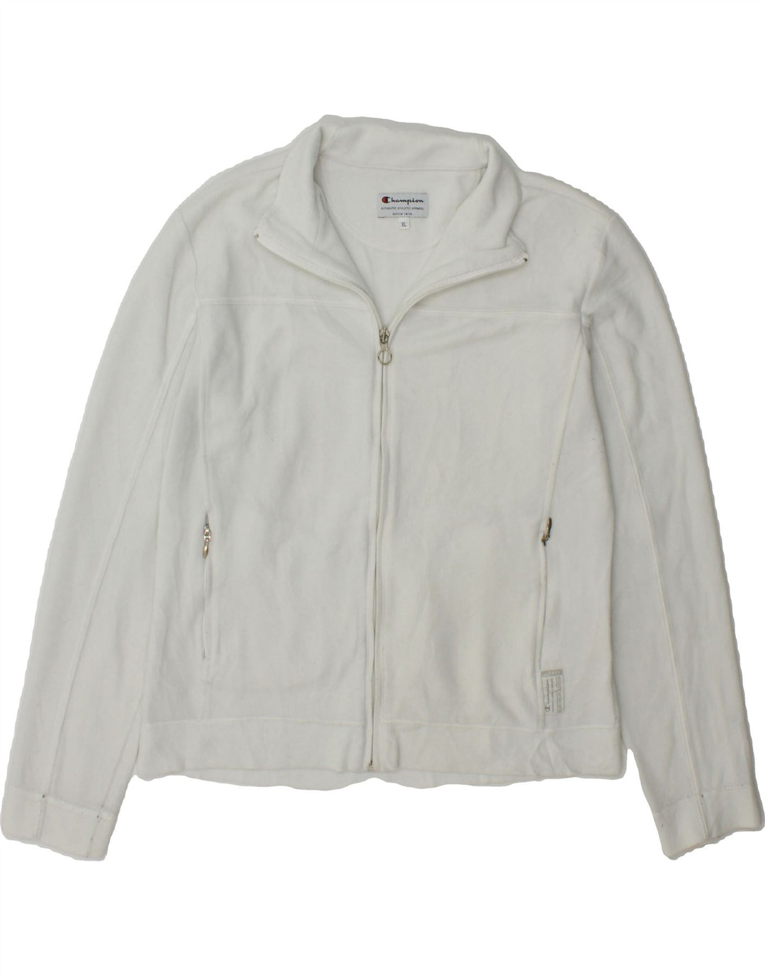 CHAMPION Womens Fleece Jacket UK 18 XL White Polyester Vintage Champion and Second-Hand Champion from Messina Hembry 
