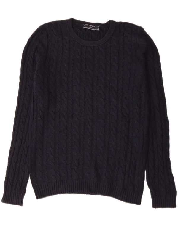 Zara Mens Crew Neck Jumper Sweater XL Navy Blue Cotton