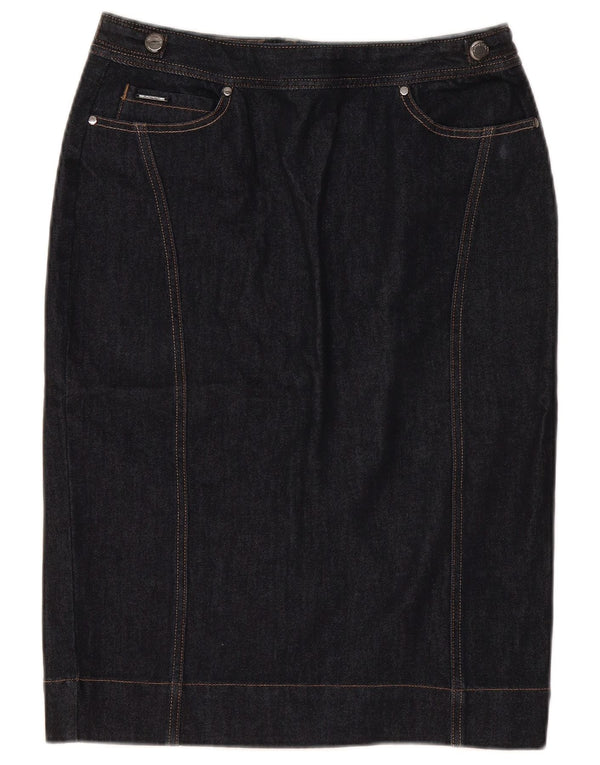 Marks & Spencer Womens Denim Skirt UK 12 Medium W30 Navy Blue Cotton