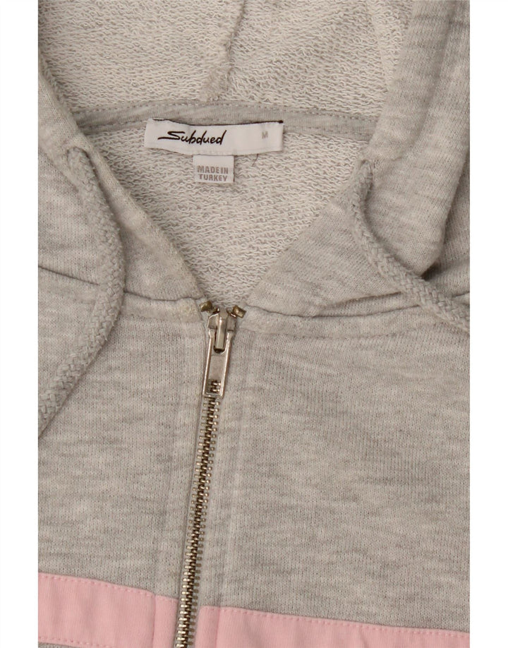 SUBDUED Womens Zip Hoodie Sweater UK 14 Medium Grey Colourblock Cotton Vintage Subdued and Second-Hand Subdued from Messina Hembry 