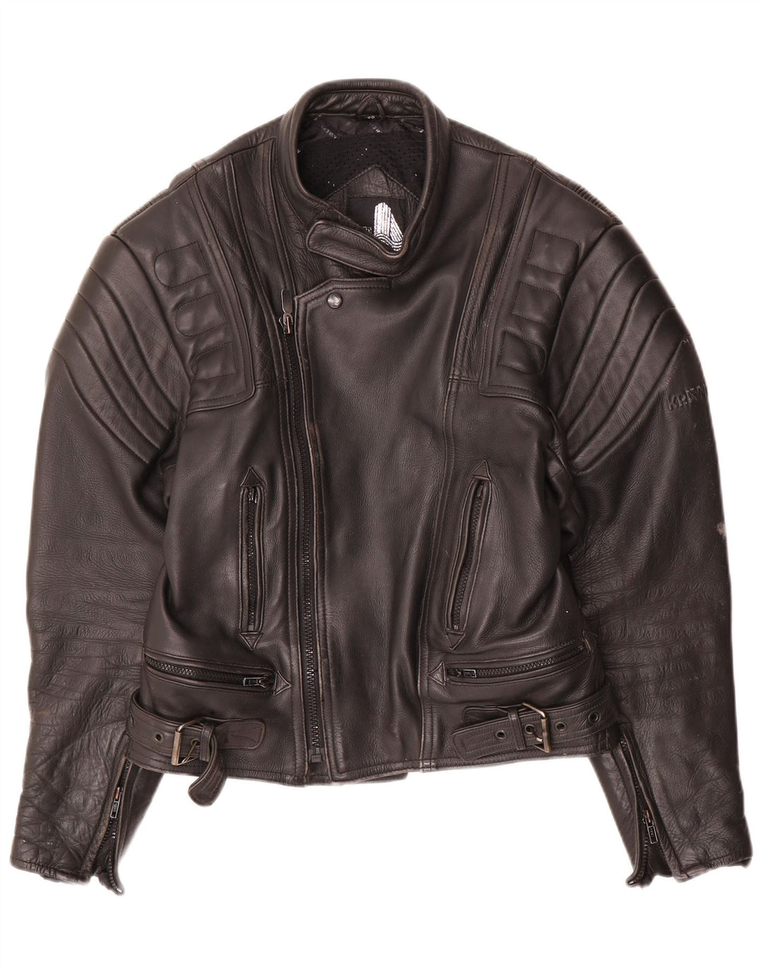 Krawehl Mens Motorstyle Leather Racer Jacket UK 36 Small Black Leather