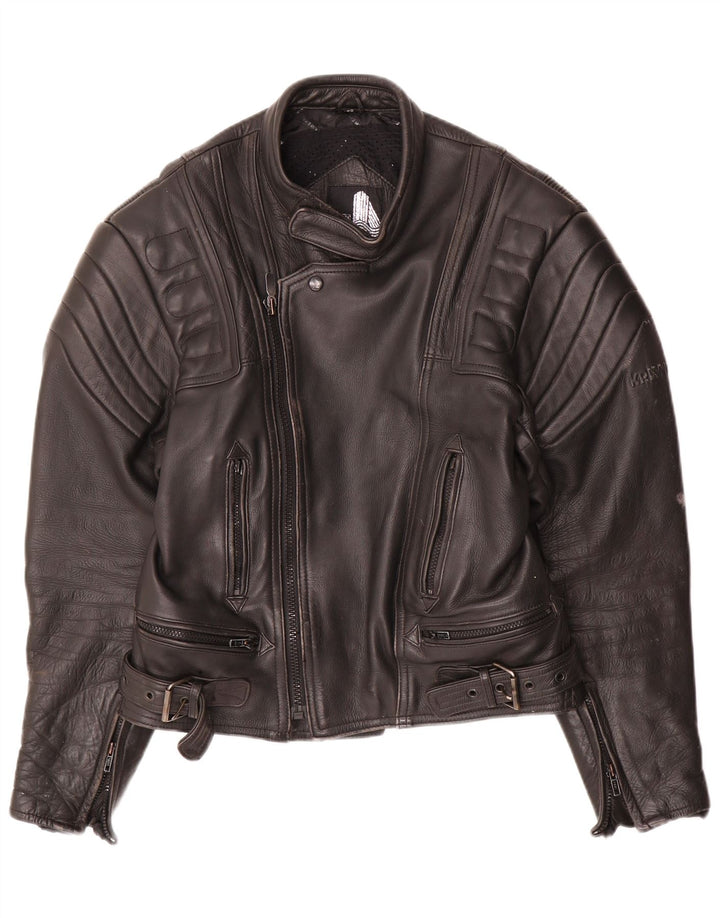 Krawehl Mens Motorstyle Leather Racer Jacket UK 36 Small Black Leather