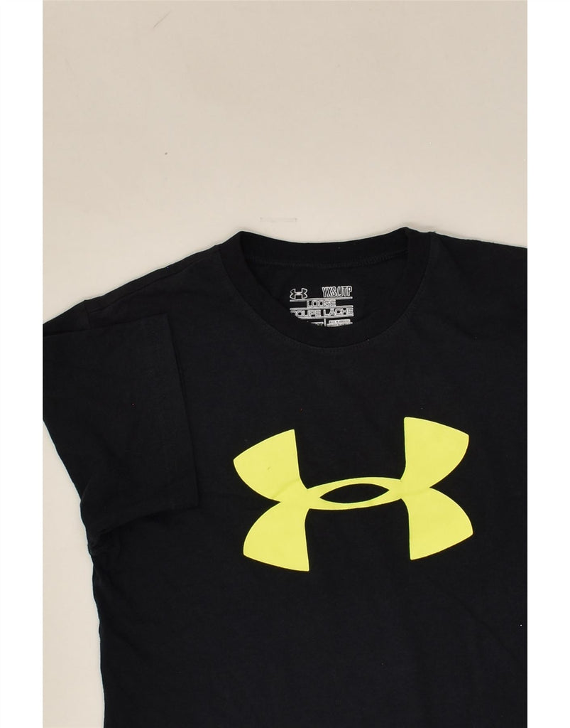 UNDER ARMOUR Boys Loose Fit Graphic T-Shirt Top 6-7 Years Black Cotton | Vintage Under Armour | Thrift | Second-Hand Under Armour | Used Clothing | Messina Hembry 