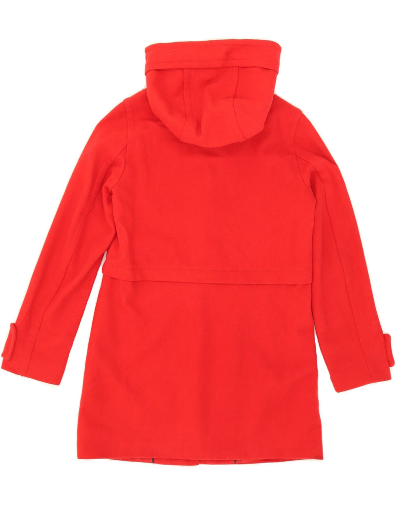 BENETTON Womens Hooded Duffle Coat UK 6 XS Red Wool Vintage Benetton and Second-Hand Benetton from Messina Hembry 